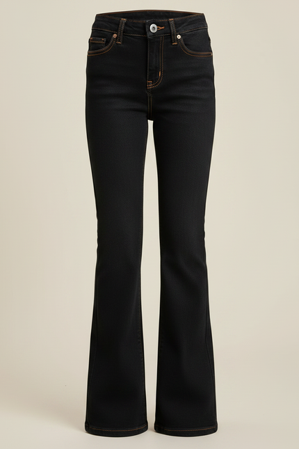 Pantalon Patte D'Éléphant Noir Taille Haute Denim Évasé - Jean - vue 3