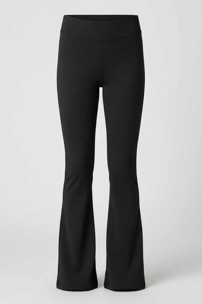 Pantalon Patte D'Éléphant Noir Uni Taille Haute Ample - Polyester - vue 3