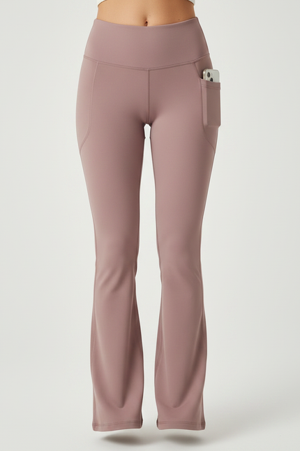 Pantalon Patte D'Éléphant Rose Taille Haute Évasé Yoga - Polyester - vue 3