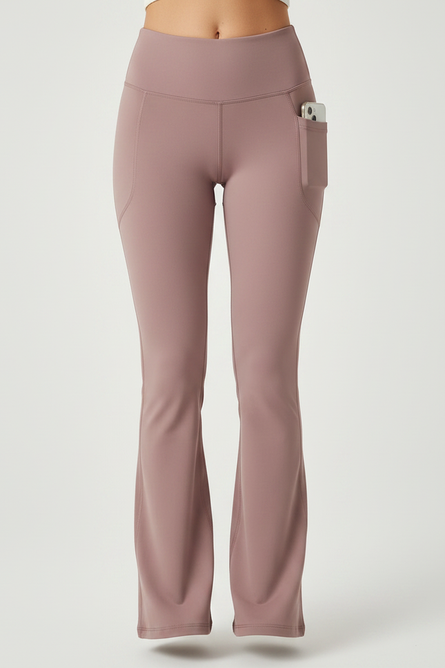 Pantalon Patte D'Éléphant Rose Taille Haute Évasé Yoga - Polyester - vue 3