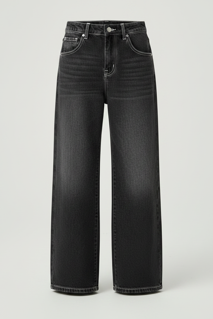Pantalon Patte D'Éléphant Noir Délavé Ample Enfants - Jean - vue 3