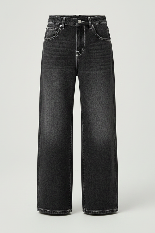Pantalon Patte D'Éléphant Noir Délavé Ample Enfants - Jean - vue 3