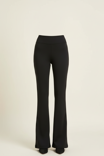 Pantalon Patte D'Éléphant Noir Évasé Taille Haute Élégant Slim - Polyester - vue 3