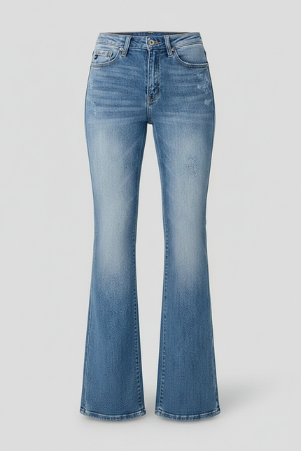 Pantalon Patte D'Éléphant Bleu Vintage Taille Haute Décontracté - Jean - vue 3