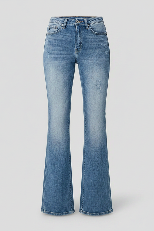 Pantalon Patte D'Éléphant Bleu Vintage Taille Haute Décontracté - Jean - vue 3