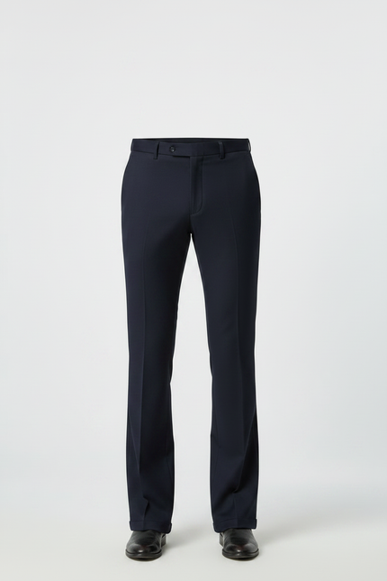 Pantalon Patte D'Éléphant Homme Bleu Marine Élégant Droit - Gabardine - vue 3