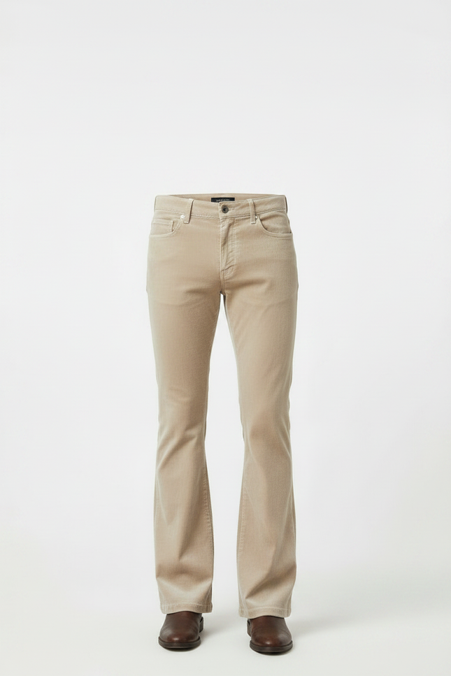 Pantalon Patte D'Éléphant Beige Velours Côtelé Évasé Homme - vue 3