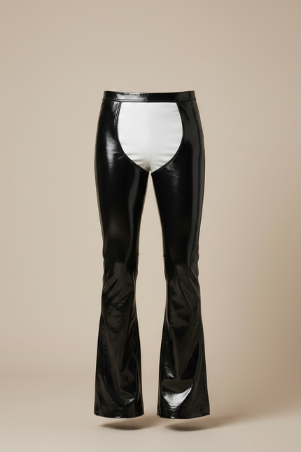 Pantalon Patte D'éléphant Sexy - Noir Simili cuir - vue 3