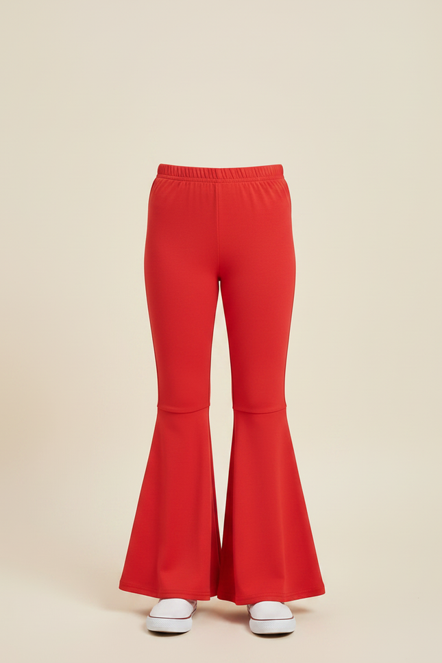 Pantalon Patte D'Éléphant Rouge Évasé Confortable Enfant Fille - Maille - vue 3