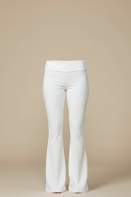 Pantalon Patte D'Éléphant Blanc Évasé Taille Basse Fluide - Polyester - vue 3