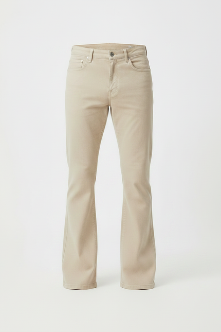 Pantalon Patte D'Éléphant Beige Clair Homme Décontracté Évasé - Coton - vue 3