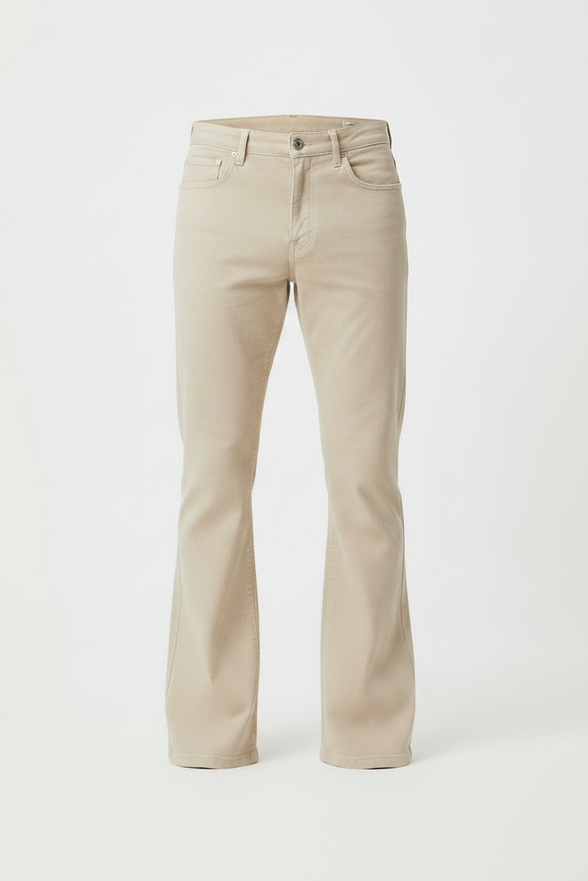 Pantalon Patte D'Éléphant Beige Clair Homme Décontracté Évasé - Coton - vue 3