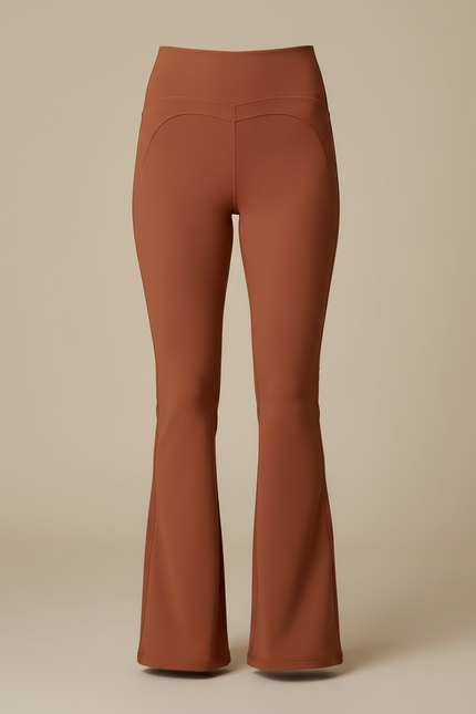 Pantalon Patte D'Éléphant Évasé Taille Haute Marron Confortable - Polyester - vue 3