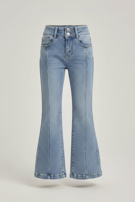 Pantalon Patte D'Éléphant Jean Bleu Fille Taille Haute - vue 3