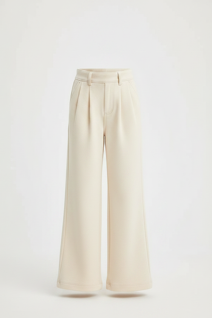 Pantalon Patte D'Éléphant Écru Molleton Ample Décontracté Fille - Beige - vue 3