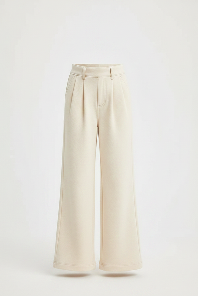 Pantalon Patte D'Éléphant Écru Molleton Ample Décontracté Fille - Beige - vue 3