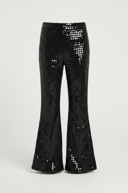 Pantalon Patte D'Éléphant Noir Pailleté Brillant Évasé Enfant - Polyester - vue 3