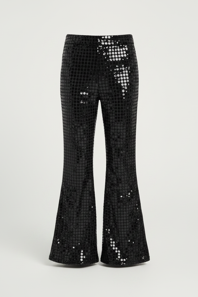 Pantalon Patte D'Éléphant Noir Pailleté Brillant Évasé Enfant - Polyester - vue 3