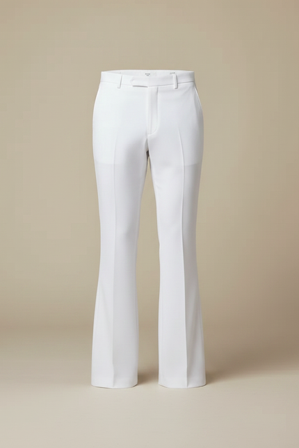 Pantalon Patte D'Éléphant Blanc Élégant Homme Ajusté Formel - Polyester - vue 3