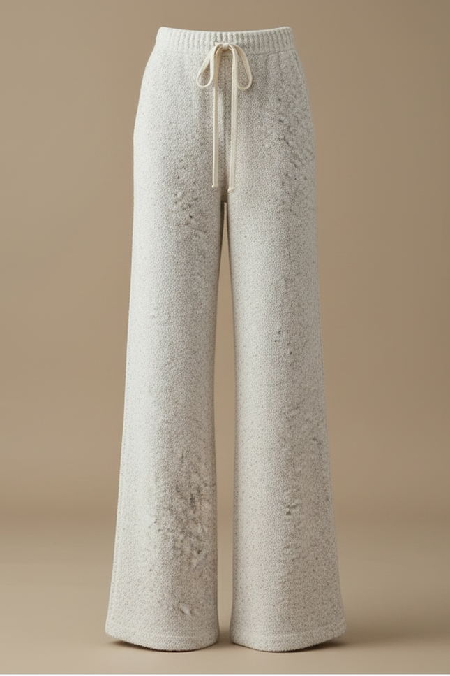 Pantalon Patte D'Éléphant Gris Clair Molletonné Ample Décontracté - vue 3