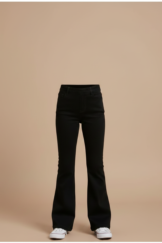 Pantalon Patte D'Éléphant Noir Coton Évasé Fille Simple - Jean - vue 3