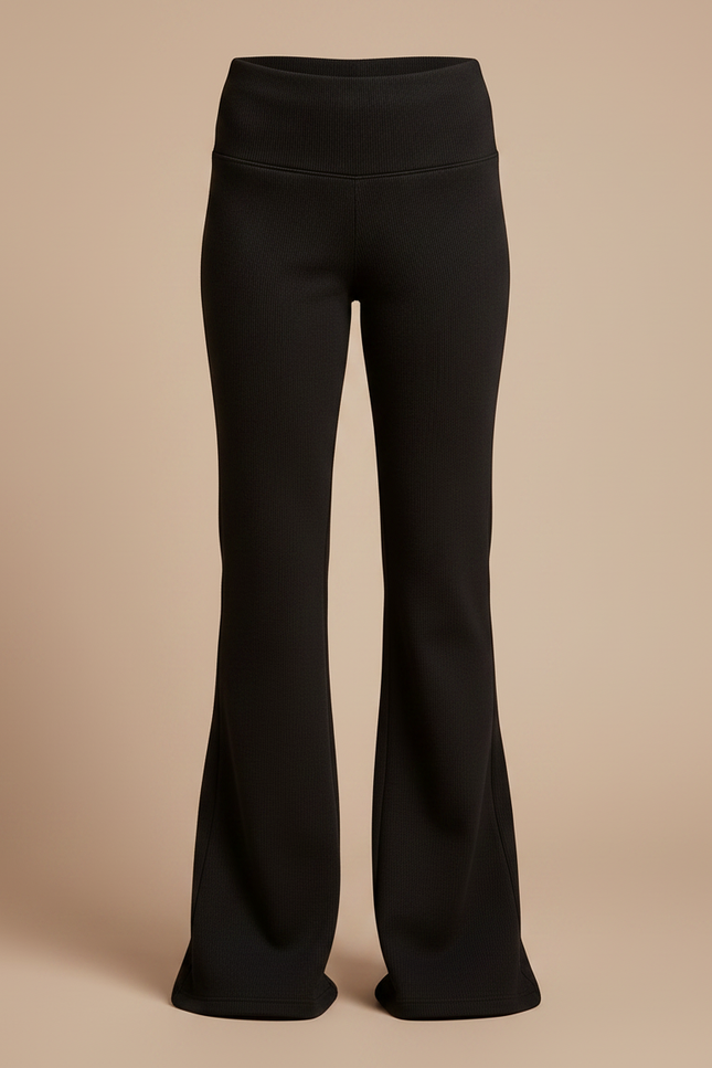 Pantalon Patte D'Éléphant Noir Évasé Confortable Côtelé - Maille - vue 3