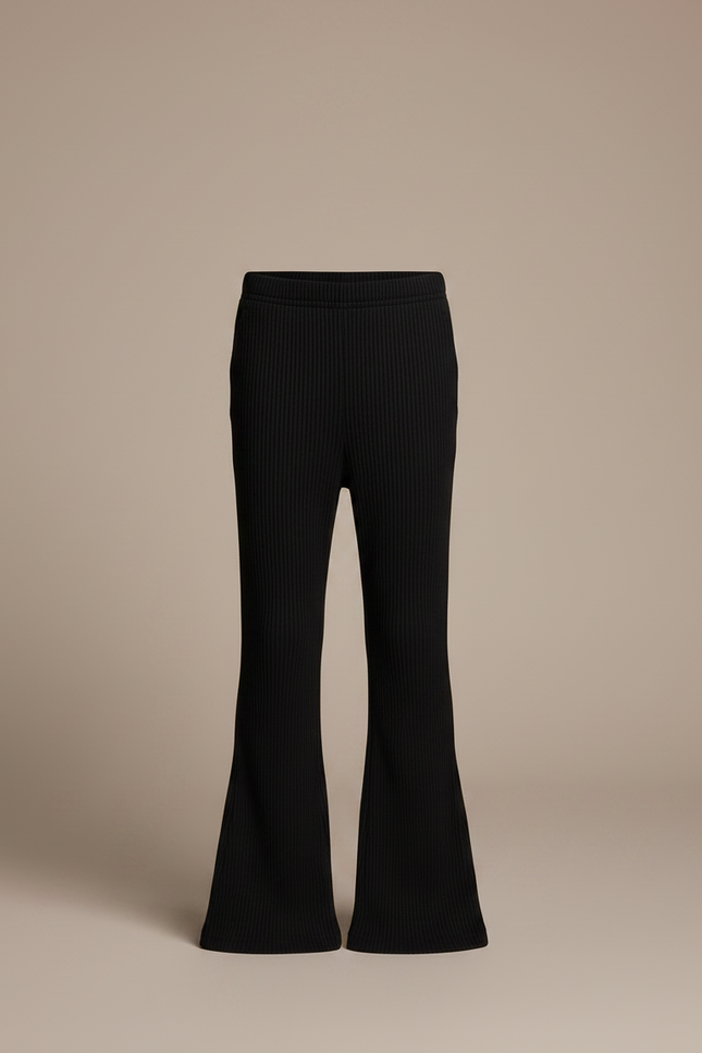 Pantalon Patte D'Éléphant Noir Côtelé Évasé Enfant - Maille - vue 3