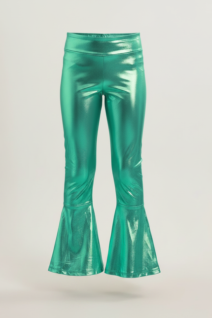 Pantalon Patte D'Éléphant Vert Métallisé Brillant Évasé Enfant - Polyester - vue 3