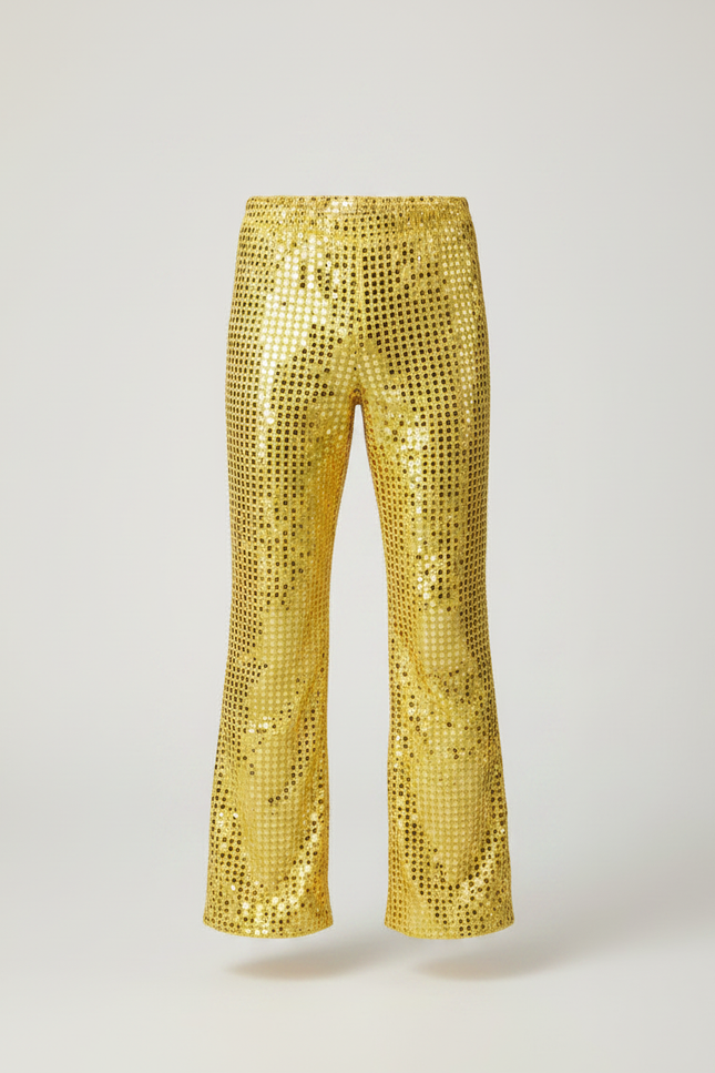 Pantalon Patte D'Éléphant Doré Paillettes Brillantes Évasé Enfant - Polyester - vue 3
