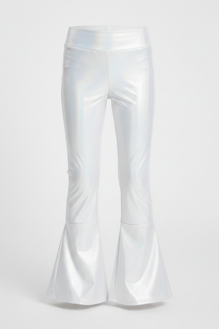 Pantalon Patte D'Éléphant Blanc Brillant Métallique Évasé Enfant - Simili cuir - vue 3