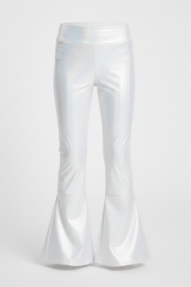 Pantalon Patte D'Éléphant Blanc Brillant Métallique Évasé Enfant - Simili cuir - vue 3