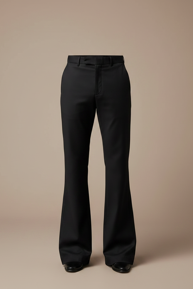 Pantalon Patte D'Éléphant Noir Homme Coupe Évasée Élégant - Gabardine - vue 3