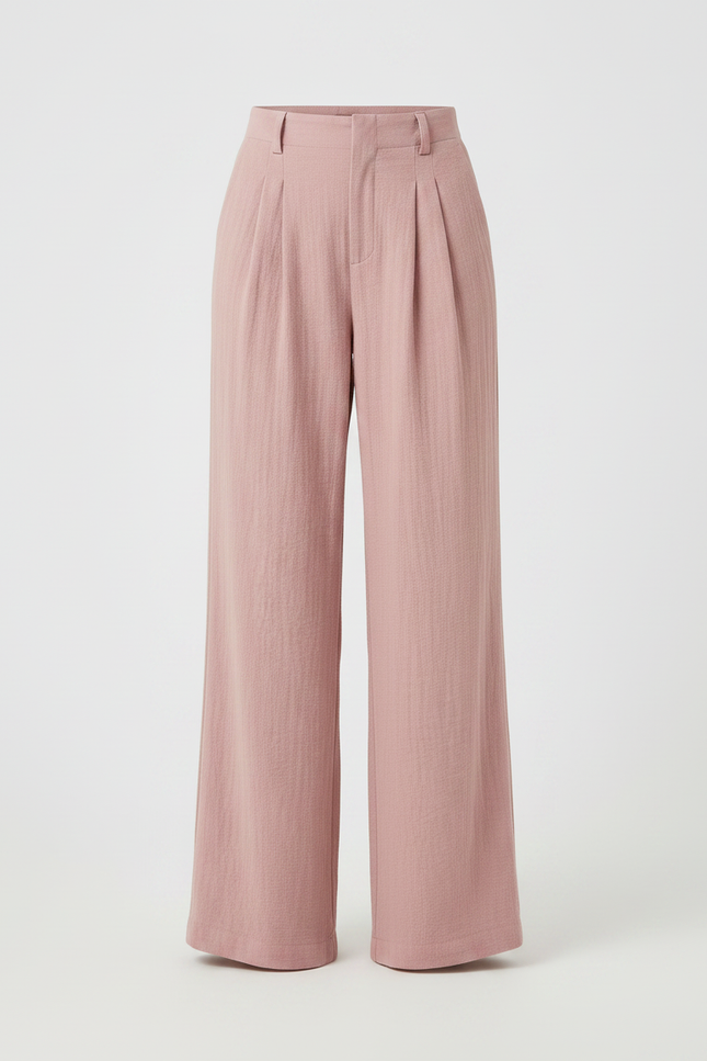 Pantalon Patte D'Éléphant Rose Plissé Ample Coton Décontracté - Lin - vue 3
