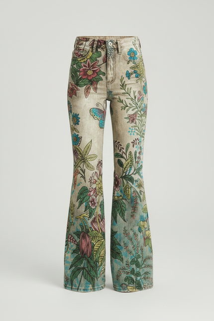 Pantalon Patte D'Éléphant Imprimé Floral Bohème Évasé Enfant - Multicolore Jean - vue 3
