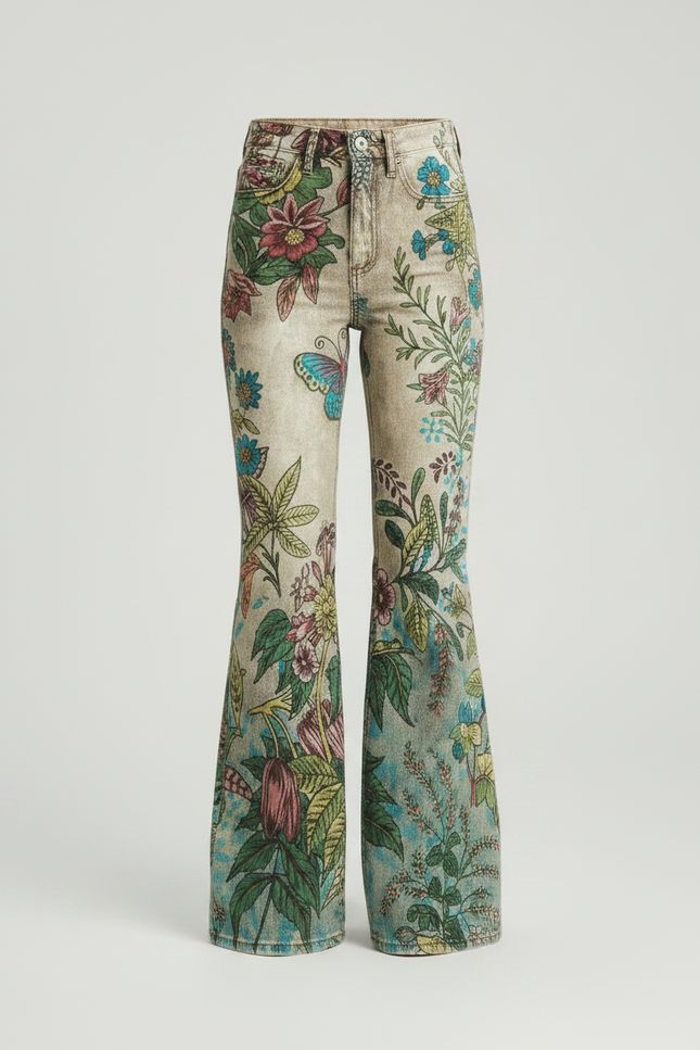 Pantalon Patte D'Éléphant Imprimé Floral Bohème Évasé Enfant - Multicolore Jean - vue 3