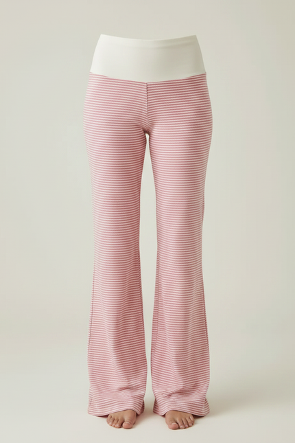 Pantalon Patte D'Éléphant Rose Rayé Évasé Confortable - Maille - vue 3