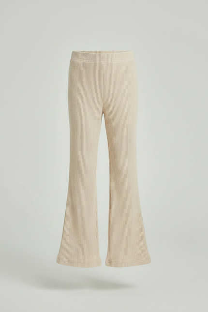 Pantalon Patte D'Éléphant Côtelé Beige Évasé Confortable Doux - Cordé - vue 3