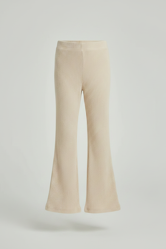 Pantalon Patte D'Éléphant Côtelé Beige Évasé Confortable Doux - Cordé - vue 3