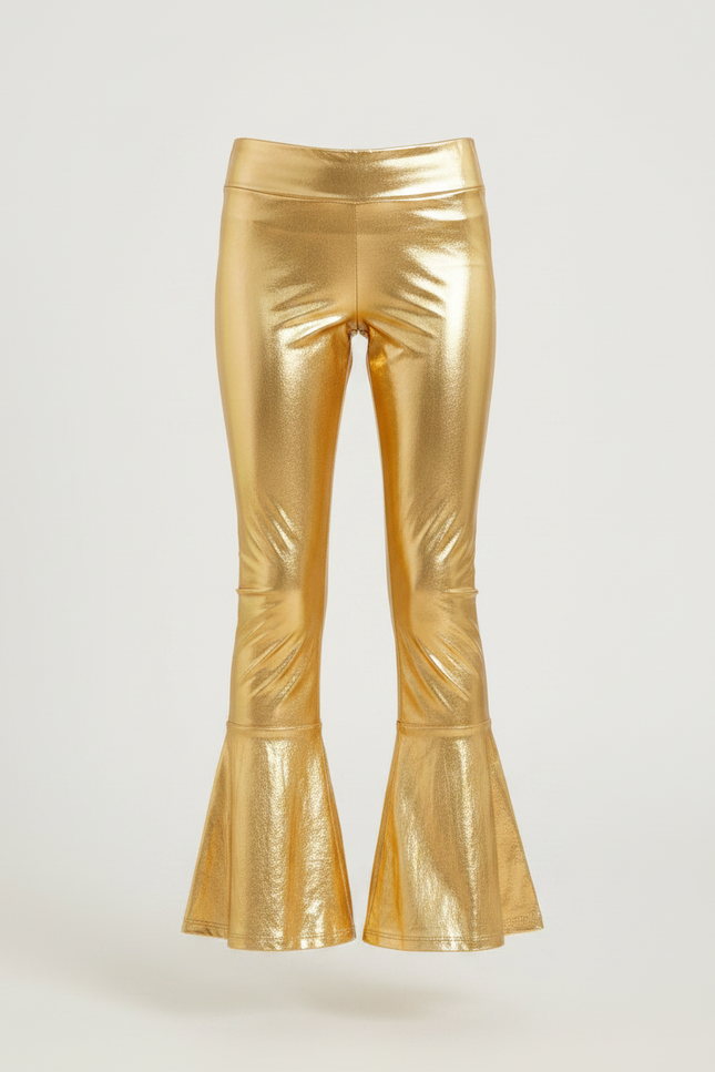 Pantalon Patte D'Éléphant Or Brillant Évasé Disco Fille - Doré Polyester - vue 3
