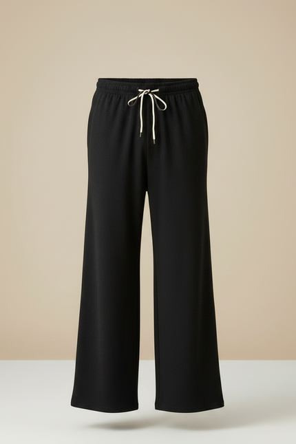 Pantalon Patte D'Éléphant Noir Fluide Ample Décontracté Homme - Maille - vue 3
