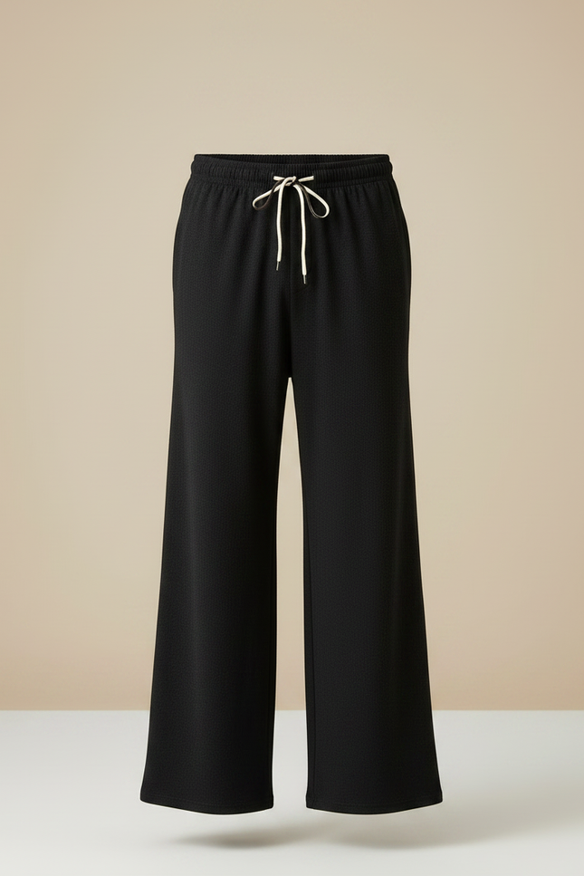 Pantalon Patte D'Éléphant Noir Fluide Ample Décontracté Homme - Maille - vue 3