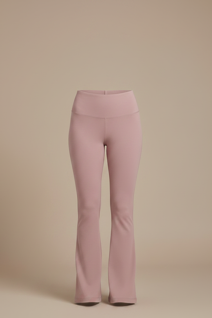 Pantalon Patte D'Éléphant Rose Poudré Taille Haute Évasé Confortable - Maille - vue 3