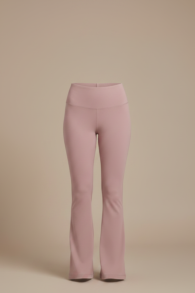 Pantalon Patte D'Éléphant Rose Poudré Taille Haute Évasé Confortable - Maille - vue 3