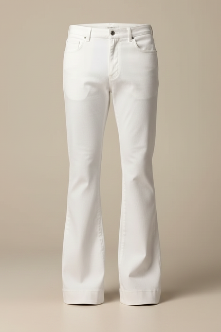 Pantalon Patte D'Éléphant Blanc Classique Homme Évasé - Gabardine - vue 3
