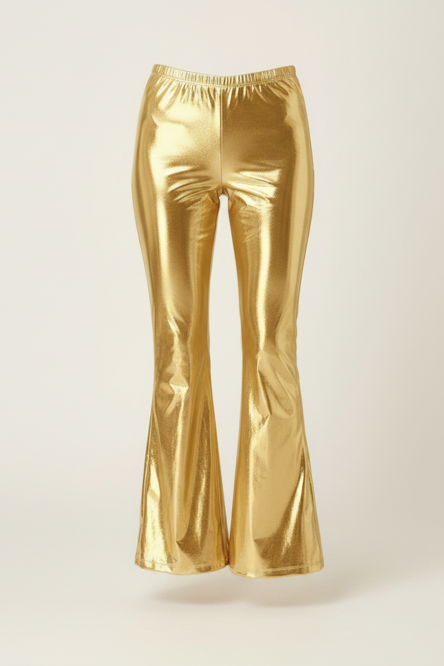 Pantalon Patte D'Éléphant Doré Brillant Métallique Évasé Disco - Polyester - vue 3