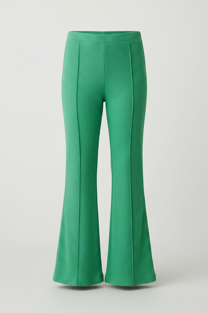 Pantalon Patte D'Éléphant Vert Côtelé Fille Confortable - Maille - vue 3