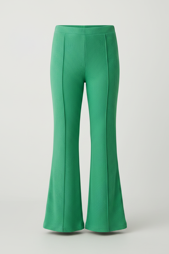 Pantalon Patte D'Éléphant Vert Côtelé Fille Confortable - Maille - vue 3