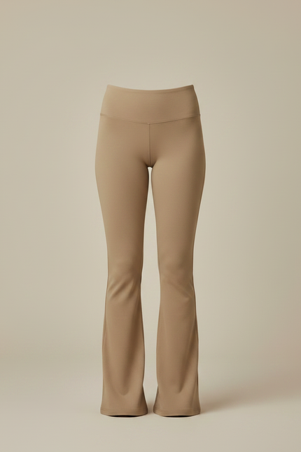 Pantalon Patte D'Éléphant Beige Taille Haute Confortable Fluide - Maille - vue 3