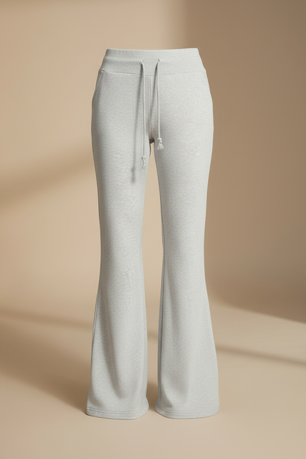 Pantalon Patte D'Éléphant Gris Clair Confortable Cordon Fluide - Molleton - vue 3