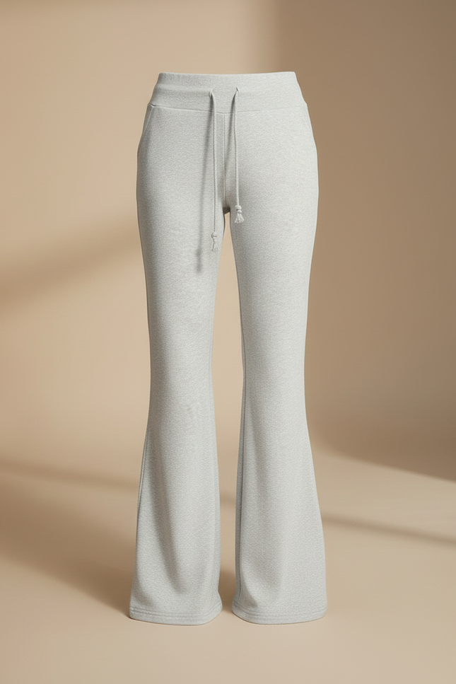 Pantalon Patte D'Éléphant Gris Clair Confortable Cordon Fluide - Molleton - vue 3